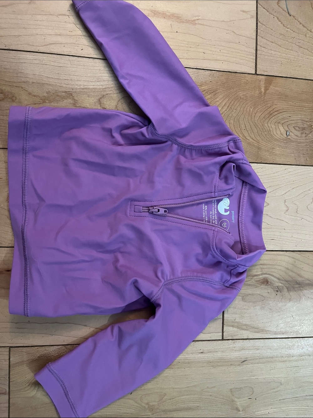 Primary Purple Long-Sleeve Kids Rashguard Swim Top